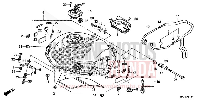 RESERVOIR A CARBURANT de VFR1200X "Crosstourer" Méca CANDY PROMINENCE RED (R342) 2012